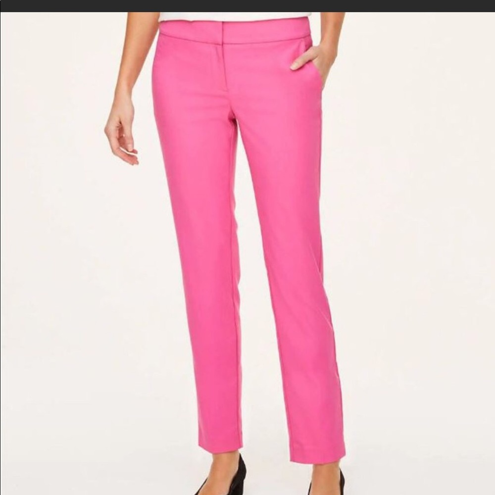 NWT Loft Pink Pencil Crop Ankle Pants 16 Curvy